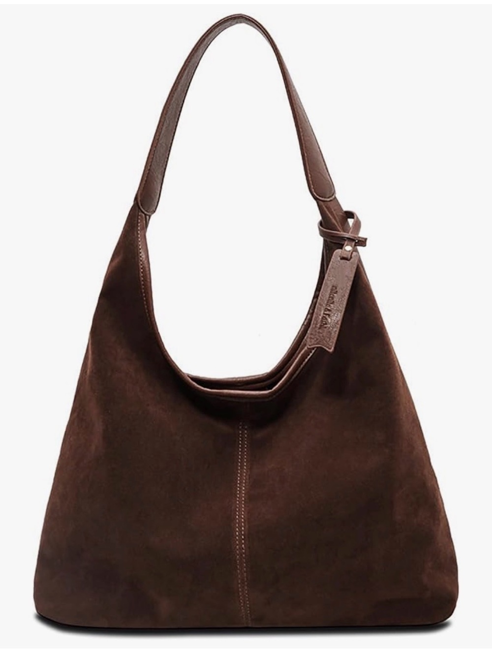 Faux Suede Slouchy Hobo  Shoulder Purse Light Brown-New